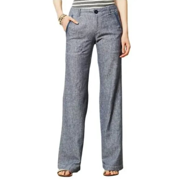 Pilcro and the Letterpress Pants - Pilcro And The Letterpress Low Rise Wide Leg Linen Blend Pants Sz 4